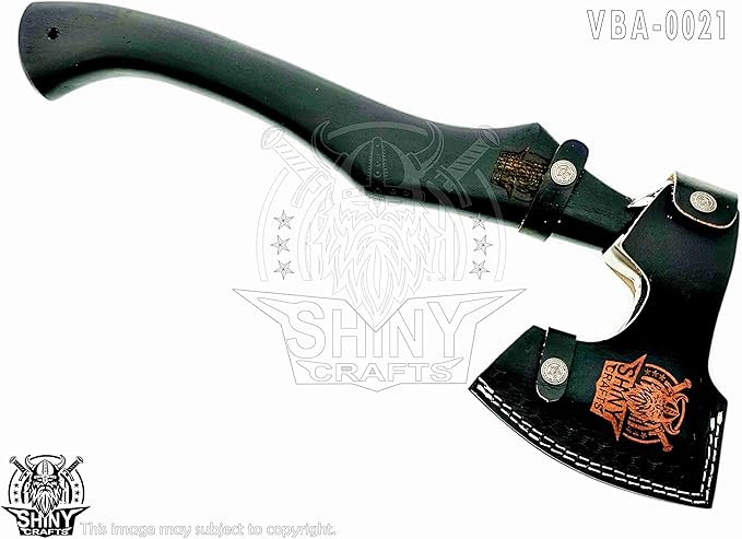 SHINY CRAFTS-Axes Berserker Axe Hatchet Tomahawk Battle Axe-Handmade Viking Axe with Carbon Steel Head with Ashwood Handle Viking Gifts for Men with Premium Quality Leather Sheath (SCA 21)