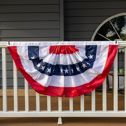 ROTERDON American Flags Bunting 4x8 Ft, 4th of July Decorations Outdoor, Red White and Blue Buntings Decorations, USA Patriotic Half Fan Bunting Flag with Embroidered Stars
