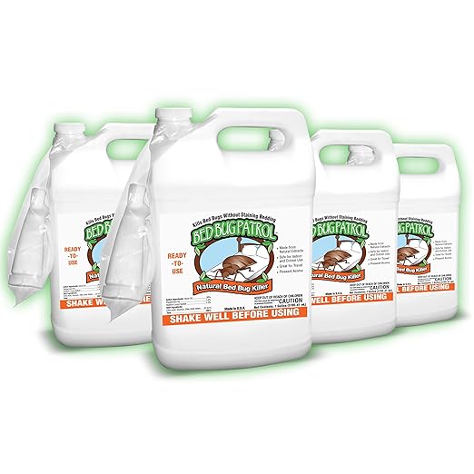 Natural Bed Bug Killer Spray – 4 Gallon Value Pack (512oz) – Child & Pet Friendly, Non-Toxic Pest Control for Mattresses, Hotels, Vehicles, Offices, Furniture & Carpets