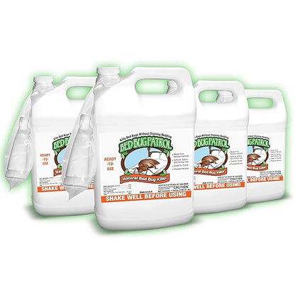 Natural Bed Bug Killer Spray – 4 Gallon Value Pack (512oz) – Child & Pet Friendly, Non-Toxic Pest Control for Mattresses, Hotels, Vehicles, Offices, Furniture & Carpets