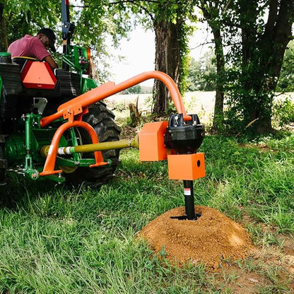 Titan Attachments 60 HP 3 Point Post Hole Digger with 9" Auger Attachment, Fits Cat 1 Tractors for Fence Post Holes, Deck Installation