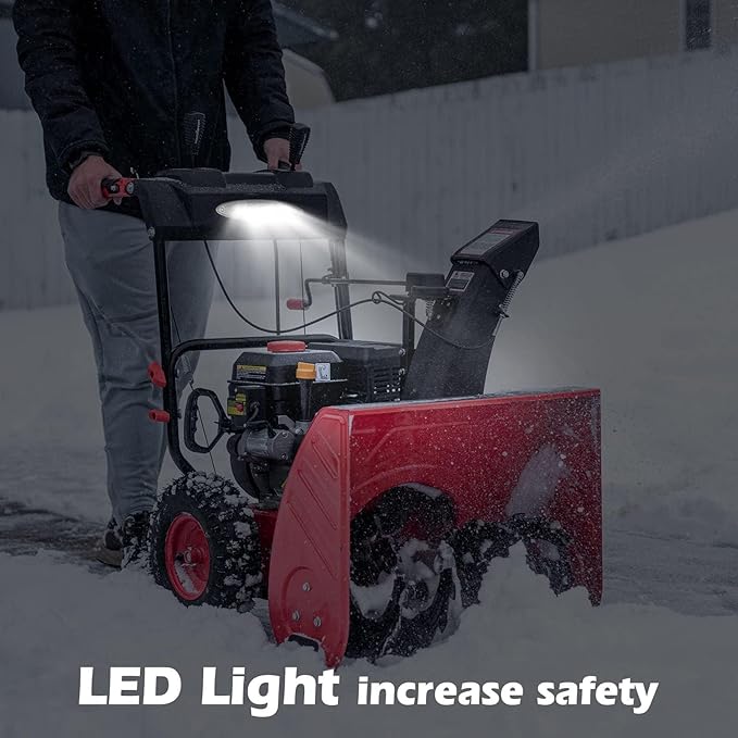 Powersmart 24 in. 2-Stage Self Propelled Gas Snow Blower 212cc 4-Cycle OHV Engine with Electric Start, LED Headlight