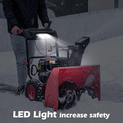 Powersmart 24 in. 2-Stage Self Propelled Gas Snow Blower 212cc 4-Cycle OHV Engine with Electric Start, LED Headlight