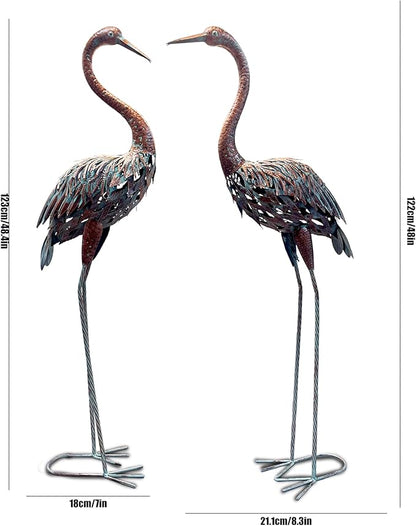2 Pack Beautiful Heron Outdoor Garden Statue Ornament Realistic Metal Heron Lawn Yard Patio Decorations Art Sculpture Outside Decor Gift for Women Grandma Birthday,48" Tall Brone Heron