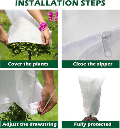 GardenPal 2 Pack Plant Covers Freeze Protection with Zipper, 47''×70'' Thicken Frost Cloth with Drawstring Reusable for Outdoor Plants, Frost Cloth Plants Freeze Protection (47''×70''(2pcs))