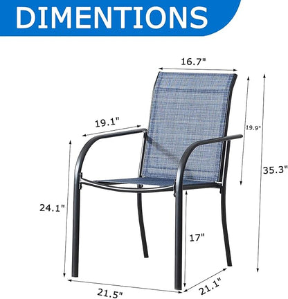 Patio Chairs Set of 2, Outdoor Dining Chairs with Breathable Textilene Fabric, Stackable Patio Chairs for Lawn, Garden, Backyard, Poolside, Blue