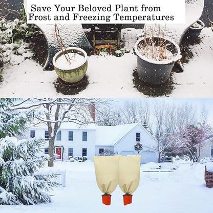gardtree Plant Covers Freeze Protection 47.2" x 70.8" 2 Packs 2.4oz/yd², Thickened Winter Plant Frost Protection Garden Cold Weather Tree Wrap with Zipper Drawstring for Outdoor Shrub Potted Plant