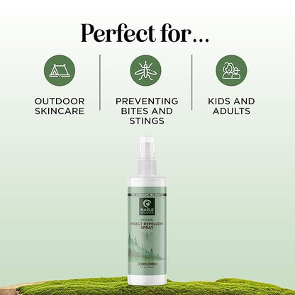 Natural Bug Repellent Spray for Body - DEET Free Bug Spray for Kids & Adults for Ticks Mosquitoes & Insects - Made with Citronella Rosemary & Lemongrass - Light Scent Vegan & Cruelty Free (8 Fl Oz)