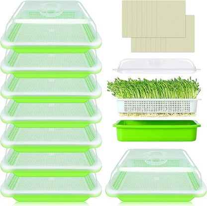 Legigo 8 Pack Seed Sprouter Trays with Lids- Soil-Free Cultivation Germination Tray, BPA Free Micro Greens Growing Trays Seed Sprouting Trays Kit with Germinating Paper for Wheatgrass, Beans and More