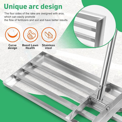 Lawn Leveling Rake(3 Packs) Yard Leveling Rake Suit,Heavy Duty Effort Saving Lawn Level Tool,36"x10"x75" Heavy-Duty All Stainless Steel Lawn Leveler（1 Pack,15"x10"x 50"Lawn Leveler Tool（2Packs）