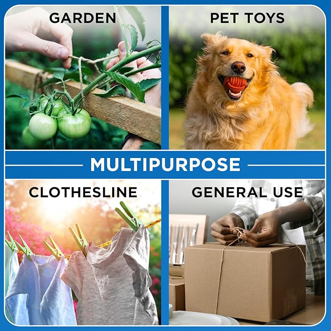 TECEUM Cotton Rope 3/16” (5 mm) – 100 FT – Strong All-Purpose Braided Rope – Natural Cotton – for Crafting, Сamping, Clothes Line, DIY, Indoor & Outdoor Use – Ochre