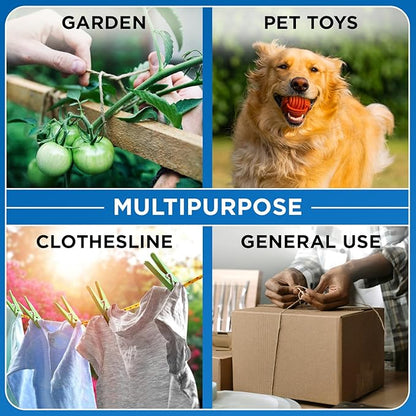 TECEUM Cotton Rope 3/16” (5 mm) – 50 FT – Strong All-Purpose Braided Rope – Natural Cotton – for Crafting, Сamping, Clothes Line, DIY, Indoor & Outdoor Use – Lavander