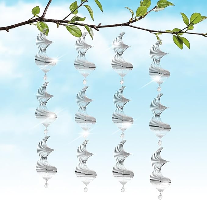 Reflective Bird Deterrents for Outside – Bird Repellent Devices Outdoor – 3D Wind Spinners Outdoor Garden Decor –4 Set Bird Repellent to Keep Woodpecker & Pigeons Away from Window Roof (Style 1)