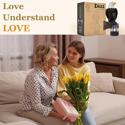 Eagle Tree Hugger with Solar Lantern - Resin Eagle Statue for Outdoor Garden Decor - Ideal Eagle Housewarming & Birthday Gifts for Grandma Mom Women