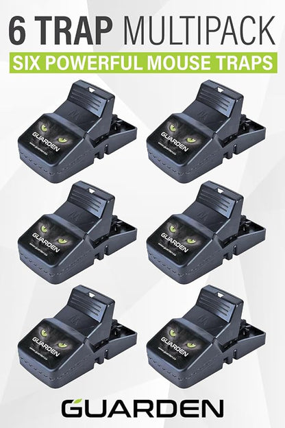 Mouse Traps Indoor (6 Pack) Catch Rats, Mice, and Voles Fast with These Simple to Bait, Safe to Set, Non Electric Rat Trap for Home, Yard, and Barn (Six Mouse Traps)