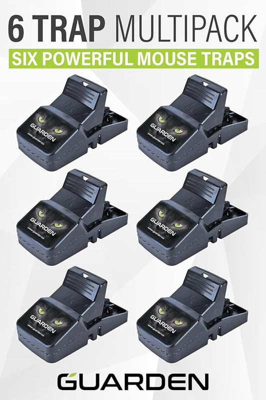 Mouse Traps Indoor (6 Pack) Catch Rats, Mice, and Voles Fast with These Simple to Bait, Safe to Set, Non Electric Rat Trap for Home, Yard, and Barn (Six Mouse Traps)