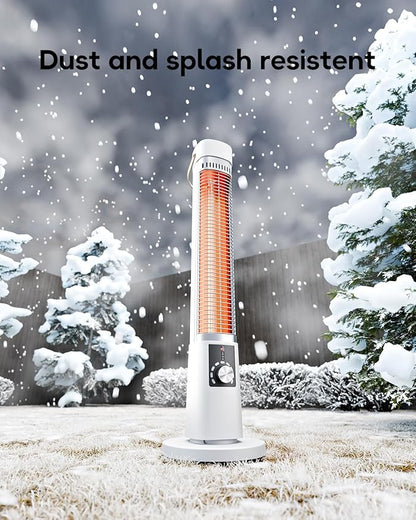 Patio Heater for Outdoor Use, 32" Electric Space Heater Indoor, Portable Infrared Heater with 60-Degree Oscillation, Timer, Remote, for Patio, Gazebo, White