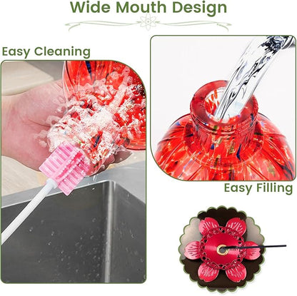 Hummingbird Feeder, BOLITE Glass Hummingbird Feeders for Outdoors Hanging, 20 Ounces, Leak Proof, Meshy Texture Ball Shape Bottle, Red, Birthday Gifts for Women Men, Gifts for Mom Dad