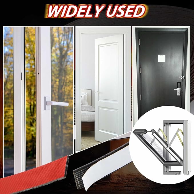 2 Rolls Intumescent Smoke Seal Strip Tape Flexible Expanding Fire Door Strips Adhesive Backed Composite Rubber Smoke Gasket Seal for Fire Windows Steel Doors, 0.6'' x 0.08'' x 9.8'/Roll