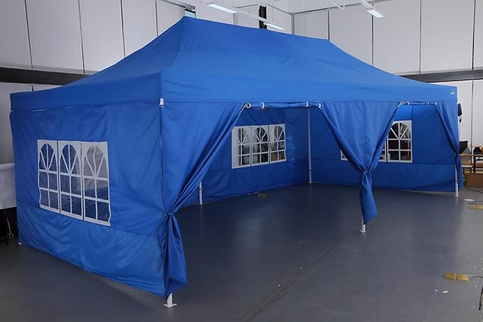 COBIZI 13x26 Pop up Canopy Tent 13x26 Canopy with 6 Sidewalls Waterproof Heavy Duty Commercial Canopy Tent for Parties Outdoor Garden Gazebo, Carry Bag with Wheel(13x26ft, Dark Blue)