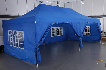 COBIZI 13x26 Pop up Canopy Tent 13x26 Canopy with 6 Sidewalls Waterproof Heavy Duty Commercial Canopy Tent for Parties Outdoor Garden Gazebo, Carry Bag with Wheel(13x26ft, Dark Blue)