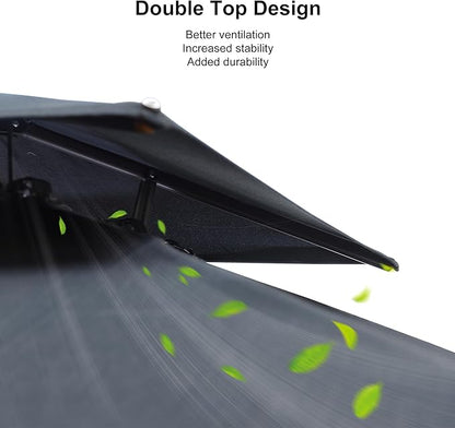 PURPLE LEAF 9' x 12' Cantilever Patio Umbrella Outdoor Umbrella with 280lbs Base Large Rectangular Windproof Offset Umbrella for Pool Deck Garden, Graphite Grey