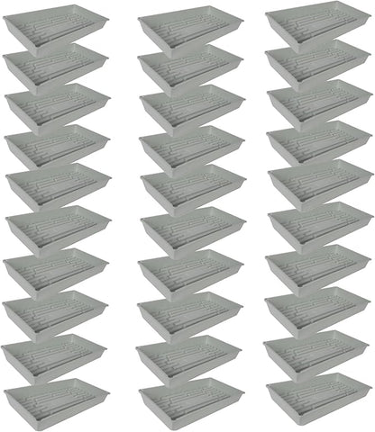 SUNPACK 10" x 20" Mega Plastic Seed Starting Tray, White, 2.5" (Pack of 30) - No Drainage Holes, Ideal for Greenhouses or Indoor Gardening - Made of Thick, Strong Plastic