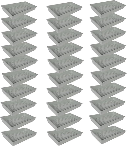 SUNPACK 10" x 20" Mega Plastic Seed Starting Tray, White, 2.5" (Pack of 30) - No Drainage Holes, Ideal for Greenhouses or Indoor Gardening - Made of Thick, Strong Plastic
