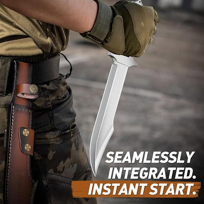 PURPLEBIRD 10" Fixed Blade Hunting Knife for Men, Full Tang Bowie Knife with Sheath, Heavy Duty Machete Knifes, Stainless High Carbon Steel Survival Knives for Camping, Bushcraft, Gifts for Men