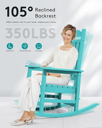 SERWALL HDPE Rocking Chairs Set of 2, Outdoor Rocking Chair for All Weather Use, Patio Rocking Chair for Adults, Aruba