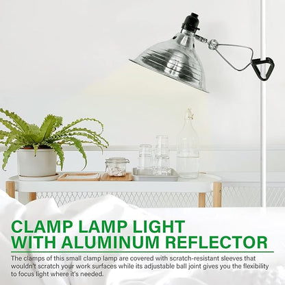 Simple Deluxe Clamp Lamp Light with 8.5 Inch Adjustable Aluminum Reflector and 6 Feet Cord, up to 150W E26 Socket (no Bulb Included), Silver and Black, 4 Pack