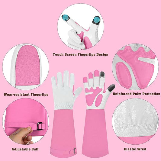 Long-Gardening-Gloves for Women/Men - Thorn Proof Rose Pruning Gloves Heavy Duty Gauntlet-S