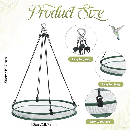 Universal Wild Bird Seed Catcher Hanging Hoop Platform Bird Seed Catcher Tray for Hummingbird Feeders Bee Feeder Outdoor Garden Accessories(1 Pieces,20 Inch)