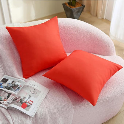 18" x 18" Throw Pillows, Outdoor Waterproof Pillows with Inserts, Square Decorative Pillows for Patio Furniture Garden Couch Sofa Home(Red, Set of 2)