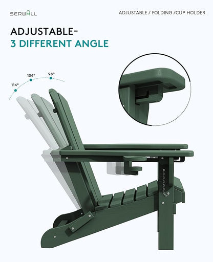 SERWALL Adjustable Folding Adirondack Chair Green