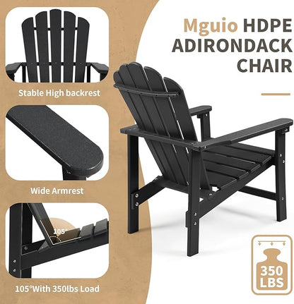 Stackable Adirondack Chairs Set of 2, Space Saving HDPE All-Weather Fire Pit Chair for Outdoor Lawn Porch Deck