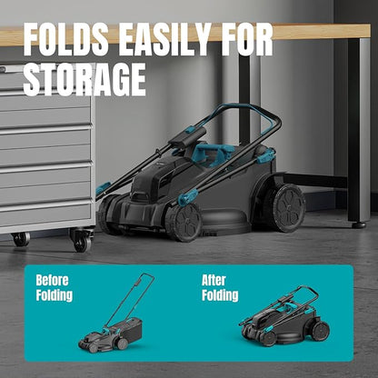 2×20V Cordless Electric Lawn Mower, 16" Push Mower with 6 Cutting Height Levels, Includes 2×4.0Ah Batteries and Dual Port Charger