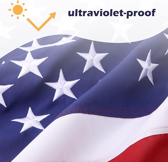 American Flag 4x6 Ft Deluxe Water Resistant Series Made From Heavy Duty Super Tough Spun Polyester/Embroidered Stars/Sewn Stripes/Brass Grommets,US/USA Flags Perfect for Outside
