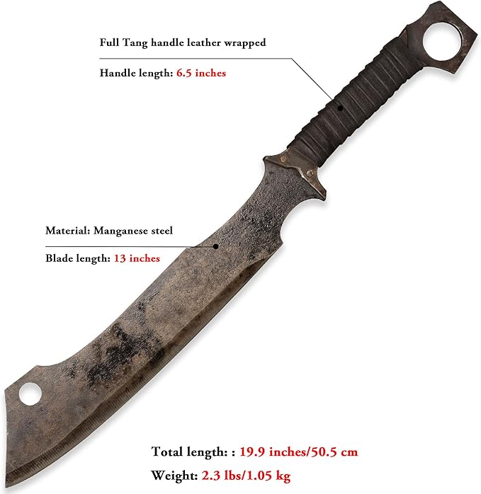 SV Handmade cast Manganese Steel Chopping Blade Sword, Full Tang, Outdoor, Hunting, Camping, Hiking, Survival, with Protective Cover, Multiple Styles to Choose from