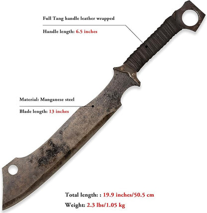 SV Handmade cast Manganese Steel Chopping Blade Sword, Full Tang, Outdoor, Hunting, Camping, Hiking, Survival, with Protective Cover, Multiple Styles to Choose from