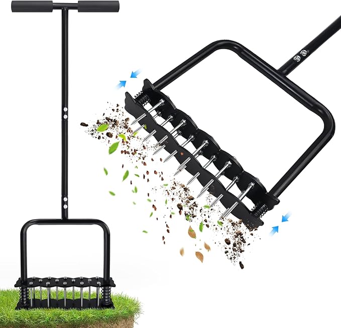 Lawn Aerator, Aerator Lawn Tool for Manual Weeding, Pre-Assembled Lawn Aerator Tool for Patio Lawns and Gardens, Lawns Improvement and Yard Care, Garden Tools, Restoring Lawns Health