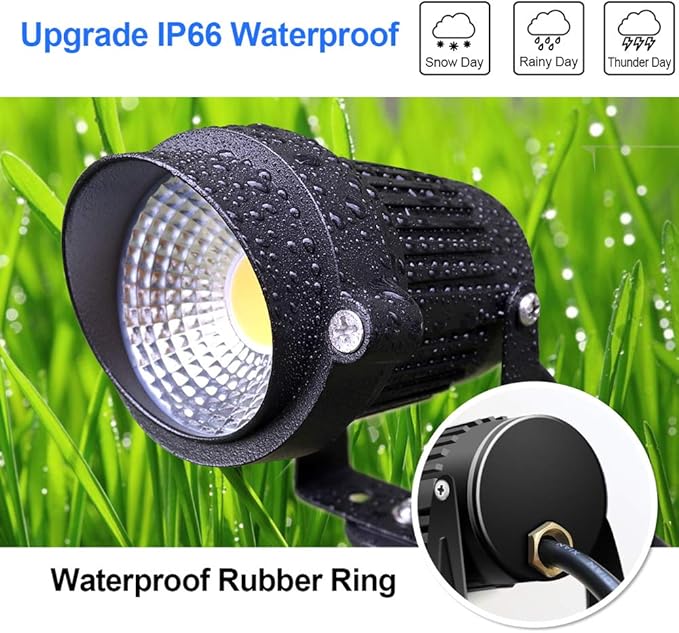 ZUCKEO Low Voltage Landscape Lights LED Landscape Lighting with Connectors, 10W 12V 24V Outdoor Spotlights Waterproof Garden Flood Pathway Yard Lights 1000LM Daywhite Light(10Pack with Connector)