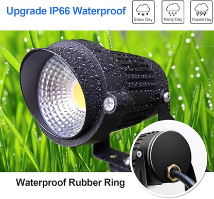 ZUCKEO Low Voltage Landscape Lights LED Landscape Lighting with Connectors, 10W 12V 24V Outdoor Spotlights Waterproof Garden Flood Pathway Yard Lights 1000LM Daywhite Light(10Pack with Connector)
