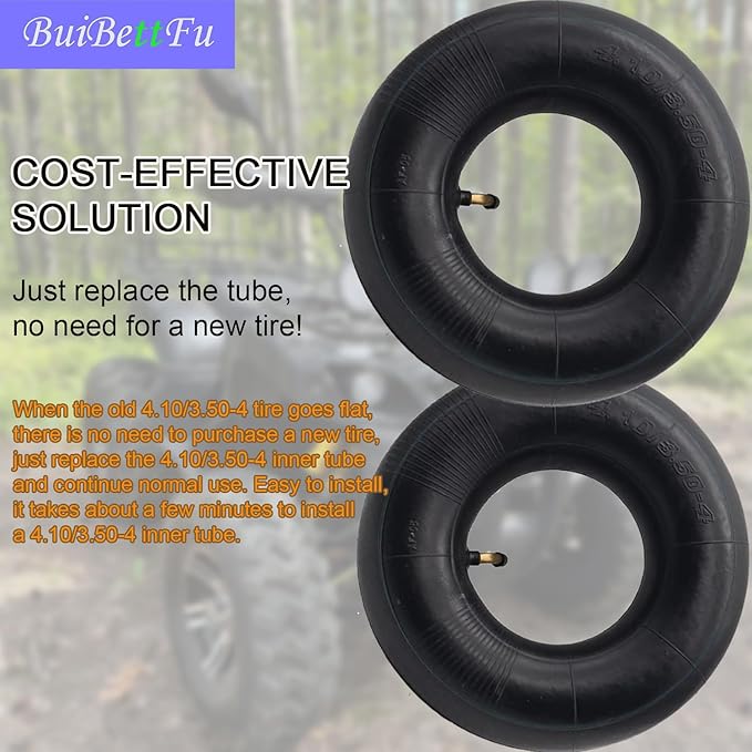 4.10/3.50-4 Tire Inner Tube with TR-87 Bent Valve Stem - Heavy Duty Replacement for Garden Carts,Golf Cart, Wheelbarrows, Hand Trucks, Lawn Mowers, Hand Trucks and More (2/Pack)
