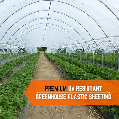 Farm Plastic Supply - Clear Greenhouse Plastic Sheeting - Ultra Durable - 8 mil - (50' x 45') - 4 Year UV Resistant Polyethylene Greenhouse Film for Gardening, Farming, Agriculture