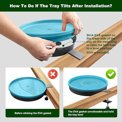 Heated Bird Bath for Outdoors for Winter, 3 Easy Ways to Mount Detachable Bird Bath Bowl, 75W Heated Bird Baths with Thermostatically Controlled for Garden Yard Patio Lawn, Blue