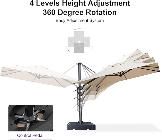 PURPLE LEAF 8' X 8' Patio Umbrella for Pool 7' High Offset Outdoor Cantilever Umbrella Swimming Pool Umbrella with 360°Rotation for Poolside Beige