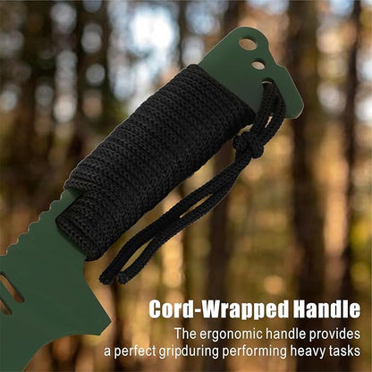 REAT Machete with Sheath, 25.5" Full Tang 420 Stainless Steel Blade with Raging Shark Green Coating,Non-silp Cord-Wrapped Handle for Yard Work, Cutting Trees,Camping