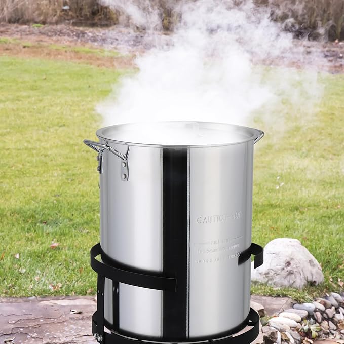 30 Qt. Aluminum Turkey Deep Fryer Pot with Injector Thermometer Kit and 54, 000 BTU Propane Stove Burner Stand for 20 Lbs Turkey, perfect for Outdoor Cooking and Frying