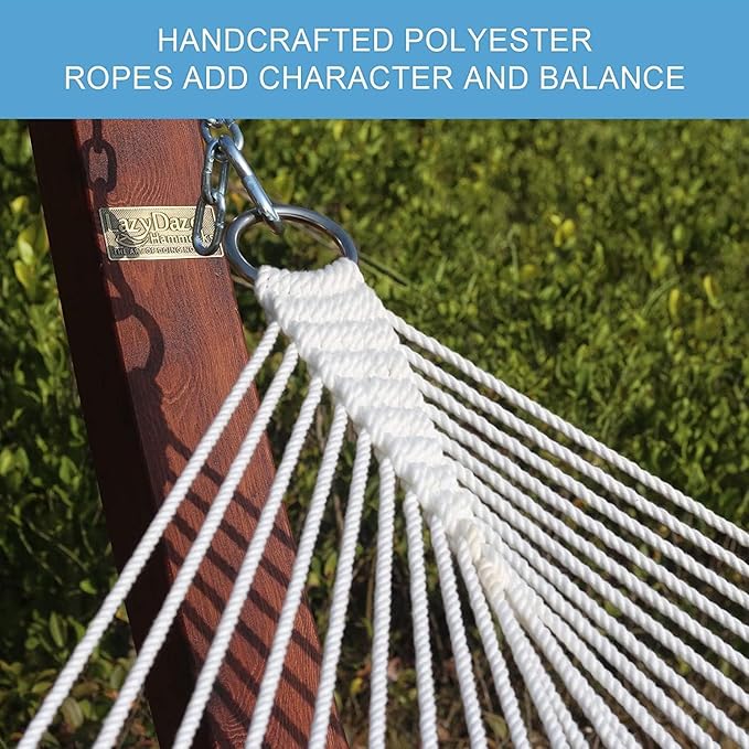 Lazy Daze Hammocks 12FT Quilted Fabric Double Hammock with Spreader Bars and Detachable Pillow, 2-Person for Outside Patio Poolside Backyard Beach, 450 lbs Capacity, Black White